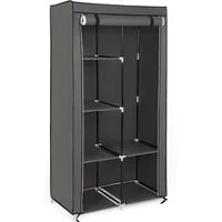 SONGMICS Kleiderständer Stoffschrank, Garderobe, mit 1 Kleiderstange, 6 Ablagen, Vliesstoff