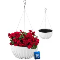 KONZEPT Dekohänger Blumenampel hängend mit Haken & Drahtseil Durchmesser von 23,6 cm, wetterfest, mit Ablauföffnung, für Balkon, Garten & Innenbereich
