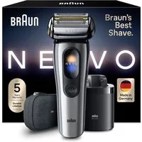 Braun Elektrorasierer NEVO 11000cc, SmartClean-Plus-Reinigungsstation, integrierter Präzisionstrimmer, AeroTouch, Smart Display, 7-in-1 Care System, Reiseetui, Silber