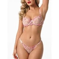 Elegant Love Set: Push-up-BH Dessous-Set für Frauen, Sexy BH-Set (Set, 2-tlg., mit String) Elegantes Lingerie-Set, Unterwäsche - Reizwäsche