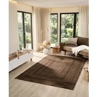 Vimoda Teppich Neuer moderner Premium-Designteppich fürs Wohnzimmer, Rechteckig, Höhe: 11 mm, Teppich Wohnzimmer 3D effekt Boho Einfarbig hoch-tief Bordüre