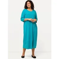 Ulla Popken Maxikleid Jerseykleid A-Linie Empirenaht Rundhals 3/4-Arm