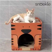 SNOEKIE Kratzbrett Snoekie Würfel-Katzenhöhle, Katzenhaus, Kratzbrett aus Wellpappe