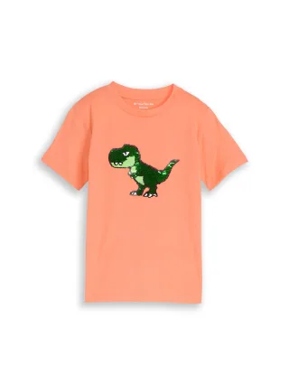 tom tailor kids - T-Shirt mit Wendepailletten bright coral - Gr. - 134
