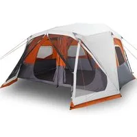 vidaXL Tunnelzelt Familienzelt mit LED 10 Personen Hellgrau Orange Quick Release, (1 tlg)