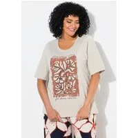 Ulla Popken T-Shirt T-Shirt Metallic-Blumen Rundhals Halbarm