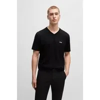 BOSS GREEN T-Shirt Tee V Regular Fit Stretch Jersey Cotton, Logo on Chest, V Ausschnitt