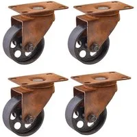 SO-TECH® Möbelrolle ROSTOCK Ø 70 mm Antik Rostoptik, 360° drehbar, ohne Bremse, (4-St., Spar-Set), Stahl, Höhe 97 mm, Breite 58 mm, bis 25 kg Tragkraft / Rolle