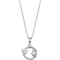 Firetti Kette mit Anhänger Schmuck Geschenk Silber 925 Halsschmuck Halskette Kreis, Tauben, Herz, mit Zirkonia (synth)