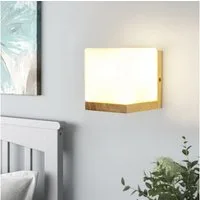 Riserva Wandleuchte E27 Wandleuchte aus Holz & Glas, 14cm für Wohnzimmer Schlafzimmer Flur, LED wechselbar