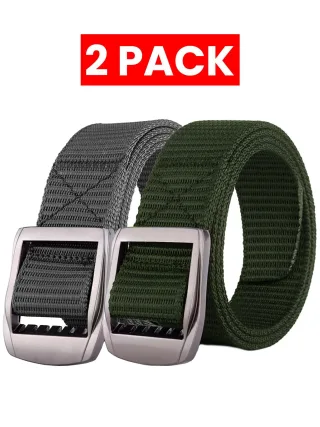 Enzo | 2er-Pack Herren Canvas Gürtel - Grau & Khaki