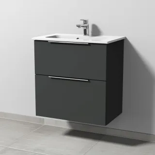 Sanipa 3way Waschtischunterbau zu Duravit ME by Starck Waschtisch mit 2 Auszügen, Graphit-Matt UP7221B