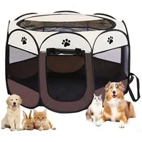 ibettertec Tierhaus Faltbarer Katzenkäfig, Haustierkäfig, Kleintier Auslauf, 91×91×58cm, für Hunde, Katzen, Hasen & Kleintiere im Innen- und Außenbereich