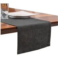 Simurq Tischläufer Leinenoptik - Lotuseffekt, Wasserabweisende & Abwaschbare (Tischläufer modern, Pflegeleicht & fleckenabweisend Läufer, tischläufer grau - tischläufer weiß)