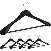 relaxdays Kleiderbügel Anzug Kleiderbügel 5er Set, (5er Set), schwarz