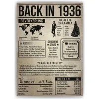 Tigerlino Poster 90. Geburtstag Geschenkidee Back in 1936 Rückblick Frau & Mann, Geburtstagskarte DIN A4