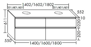 Burgbad Waschtischunterschrank Lin20 Melamin 611x1802x552 Kieselgrau Matt, SGRC180F6798 SGRC180F6798