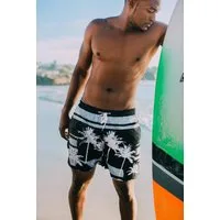 GUGGEN Mountain Badehose Badehose Herren Badeshorts Palmen Beach Muster Badehose 2148 Schnelltrocknende Badeshorts mit Kordelzug Palmen Beach Muster