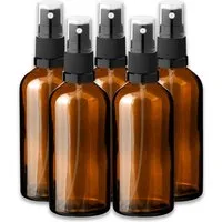 CK Verpackung GmbH Zerstäuberflasche 5x Glasflasche braun 100 ml mit schwarzem Zerstäuber Sprükopf leer Set