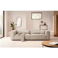 LeGer Home by Lena Gercke 3-Sitzer PIARA Leinenoptik, Couch mit Kedernaht, schwarze Füße, bequemer Sitzkomfort