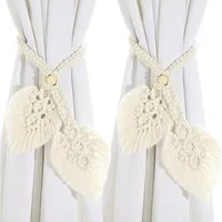 TUWENA Raffhalter 2 Pack Boho Gardinenhalter Natürlich Baumwolle, Seilvorhang-Raffhalter