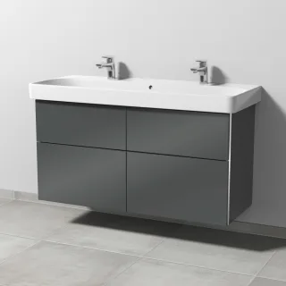 Sanipa 3way Waschtischunterbau zu Geberit Smyle Square Waschtisch mit 4 Auszügen, Anthrazit-Glanz BS67379