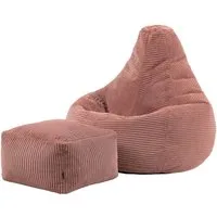 icon Sitzsack Sessel mit Rückenlehne aus Cord „Dalton“ mit Hocker (Spar-Set, 1 x Sitzsack, 1 x Fußhocker), Sitzsack XXL, Gaming Sitzsack, Made in Germany, Erwachsene & Kinder