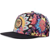 Djinns Snapback Cap Djinns 6 Panel Snapback Cap Peacock Linen (Basecap, Basecap, Snapback Cap) All-Over-Pfauen Muster