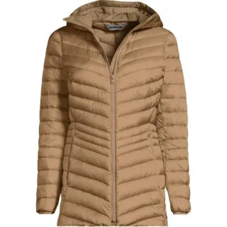 Daunenjacke WANDERWEIGHT Verstaubar Ultraleicht mit Kapuze, Damen,  Beige, Nylon/Daunen, by Lands' End