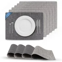 Bestlivings Platzset Kunstleder Uni/Struktur, (6-St), Tischset, abwischbares Lederimitat Platzdeckchen 46x33cm Doppelseitig