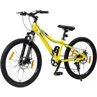 Vankel Mountainbike 24 zoll fahrrad kinder mountainbike für mädchen jungen ab 12 Jahren, 6 Gang SL-RSS006-6WV Schaltwerk, Kettenschaltung, 6-Gang Shimano Schaltung, Fahrrad für Jungs, Scheibenbremsen