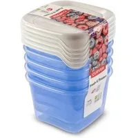 Curver Vorratsdose Fresh & Freeze Gefrierdosen 5er-Set 0,45L quadratisch, Kunststoff, Wiederverwendbar