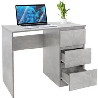ML-DESIGN Schreibtisch Bürotisch mit 3 Schubladen Computertisch Arbeitstisch Laptoptisch, Homeoffice Büromöbel PC Tisch Beton-Optik 90x76x50 cm mit Stauraum