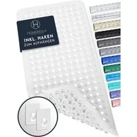 Homerella Badematte rutschfest Hautsensitiv 88x39cm, INKL. AUFHÄNGUNG, Antirutschmatte Badewanne BPA frei, Duschmatte schimmelresistent & maschinenwaschbar