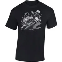 Baddery Print-Shirt Motocross T-Shirt: "Dirt Rush" - Motorrad Biker T-Shirt, hochwertiger Siebdruck, auch Übergrößen, aus Baumwolle