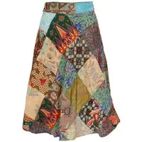 Guru-Shop Minirock Weit schwingender upcycling Patchwork.. alternative Bekleidung
