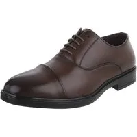 Coolwalk Herrenschnürschuh klassisch elegant für Business & Freizeit Schnürschuh (91977212) Blockabsatz Business-Schuhe in Braun