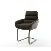 DELIFE Polsterstuhl Abelia-Flex, mit Armlehnen Freischwinger flach Effektfinish Titan Materialmix Schwa