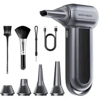 WOLFBOX Akku-Handstaubsauger Electric Air Duster mit drei einstellbaren Geschwindigkeitsstufen, 3-Gang-Staubgebläse, 150000 U/min, mit 5 Düsen und 2 Bürsten