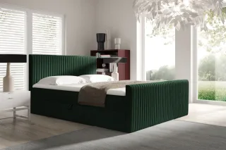Boxspringbett Schlafzimmerbett ADRIEN 120x200cm in Stoff Fresh Flaschengrün
