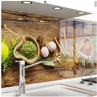 danario Küchenrückwand Folie selbstklebend, Glasoptik, Spritzschutz Küche, ablösbar - 0,8 mm