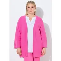 Ulla Popken Strickjacke Strickjacke A-Linie offene Form V-Ausschnitt