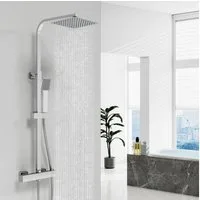 Aica Sanitär Duschsystem AICA 38°C Thermostat-Duschset mit Regendusche & Handbrause, Set, Brauseschlauch mit Verdrehschutz