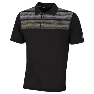 Insel Green Matrix Print Mens Black Golf Polo Shirt