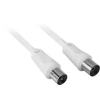RF-Stecker auf RF-Buchse, Kabel weiß, 2,5 Meter