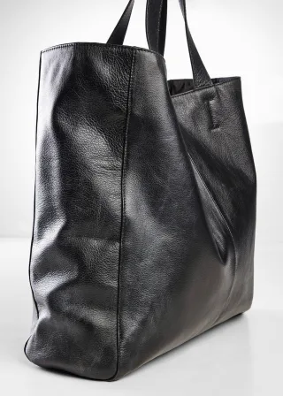 bonprix XXL-Ledershopper, schwarz, Gr.40x40 cm, Modischer Premium XXL-Ledershopper mit viel Stauraum, aus Nappaleder