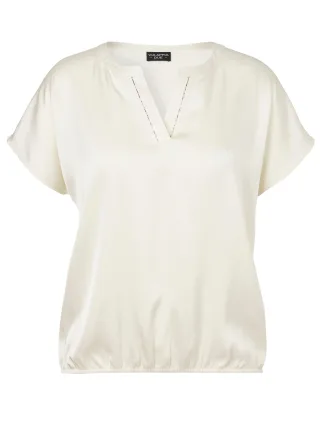 VIA APPIA DUE - Bluse V-Ausschnitt 1/2 Arm creme - Gr. - 48