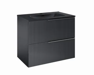 Cosmic Wish Unterschrank 2 Schubladen mit Keramik-Waschbecken , schwarz matt, WJC780M3080108 WJC780M3080108