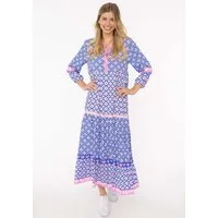 Zwillingsherz Maxikleid "Dreams" mit Mustermix, Knopfleiste und 3/4 Arm