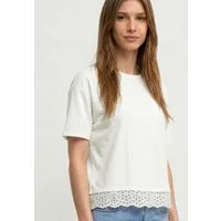 STREET ONE Kurzarmshirt Sommershirt mit Spitzenborte am Saum